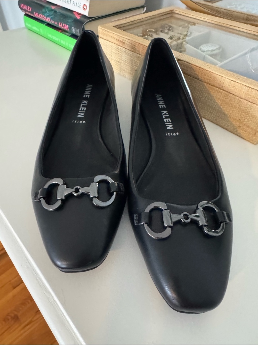 Anne Klein Cora Bit Flat Black Horsebit Size 8.5
